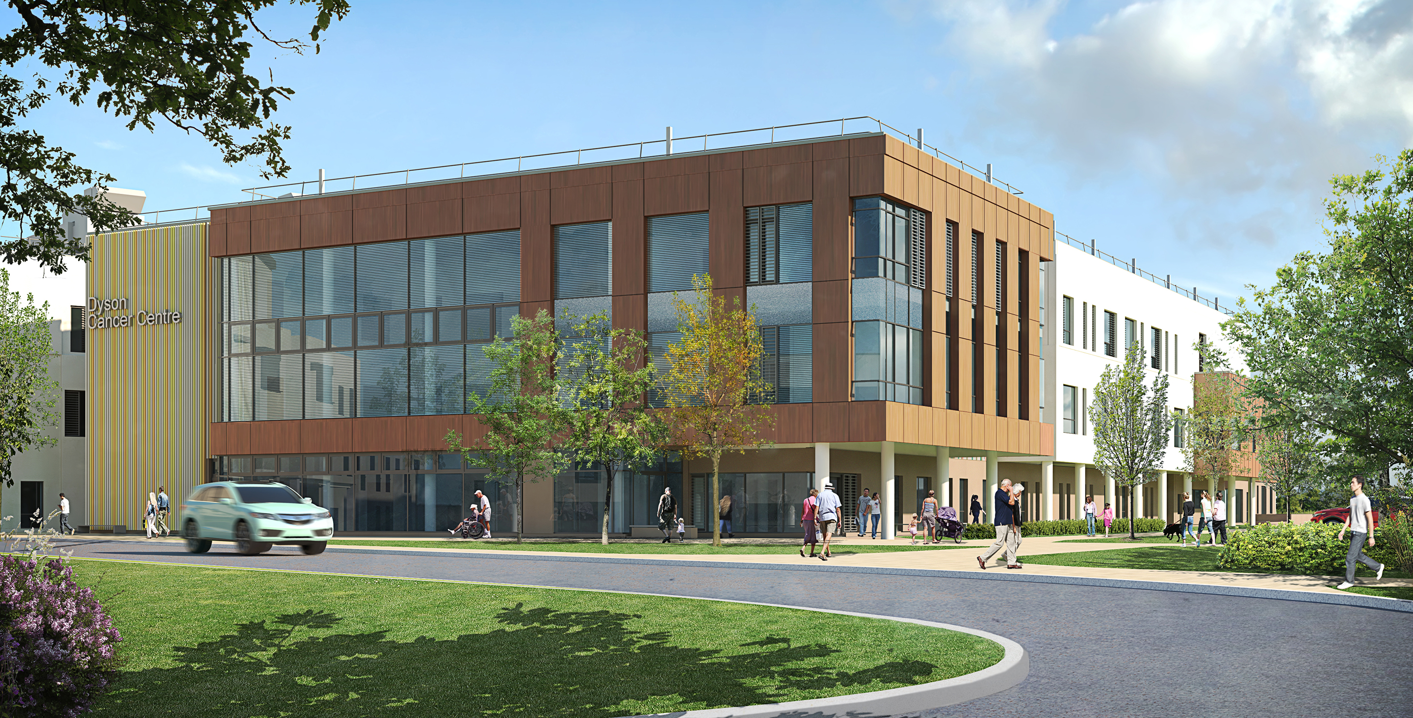 A render image of the planned Dyson Cancer Centre at the Royal United Hospital in Bath.