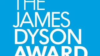 The James Dyson Award logo written in white on a blue background.