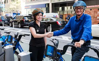 Isis Shiffer, inventor of Ecohelmet, with Sir James Dyson.